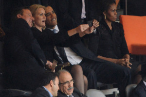 Danish Prime Minister Helle Thorning-Schmidt takes a selfie